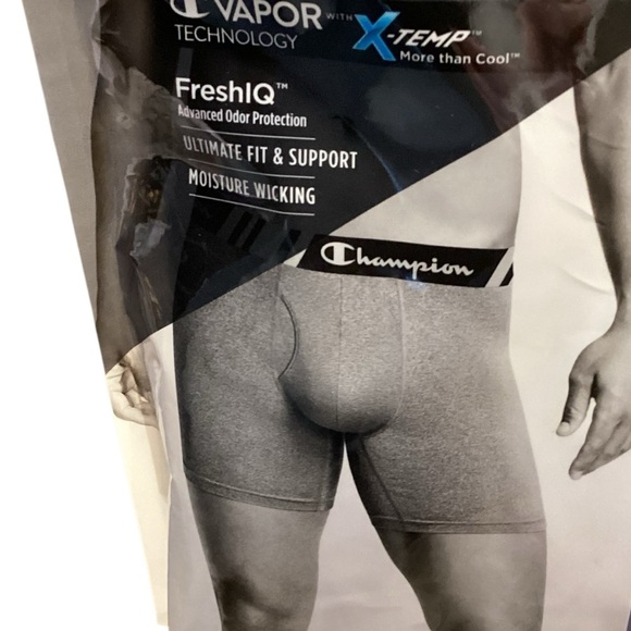 CHAMPION Tech Performance Vapor Technology X-Temp Boxer Briefs XL Blue Black - Picture 3 of 6